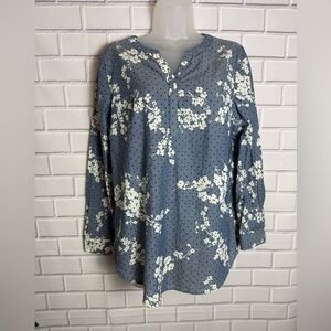 TALBOTS Floral Blue Women's cotton Top/size S